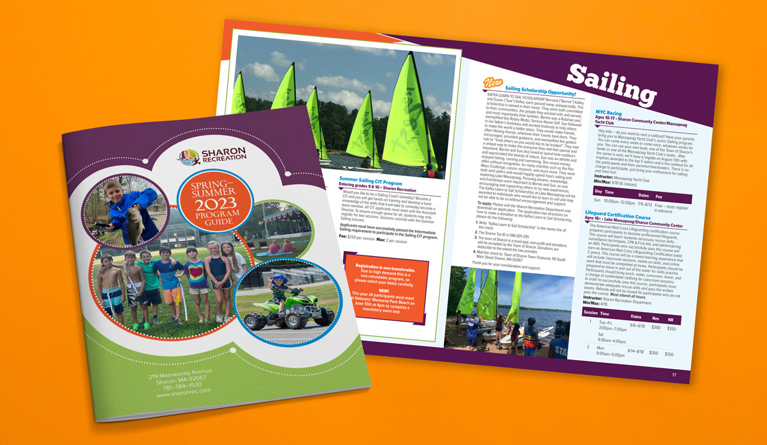 town of sharon recreation program guide design